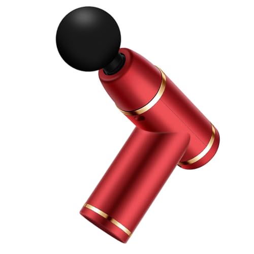LABRIMP Pistola de Masaje Muscular Recargable 1800mAh USB Roja 4 Cabezales para Terapia de Fascia y Equipo de Masaje de Fitness Portátil para Aliviar Rigidez y Promover Circulación