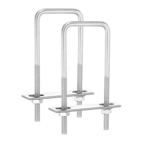 uxcell 2Sets 304 Stainless Steel Square U-Bolts, 2.05" (52mm) Inner Width 5.12" (130mm) Length M8 with Nuts, Frame Plate, Gasket for Automobiles Trailer, Ski Boat, Fishing Boat, Pipelines
