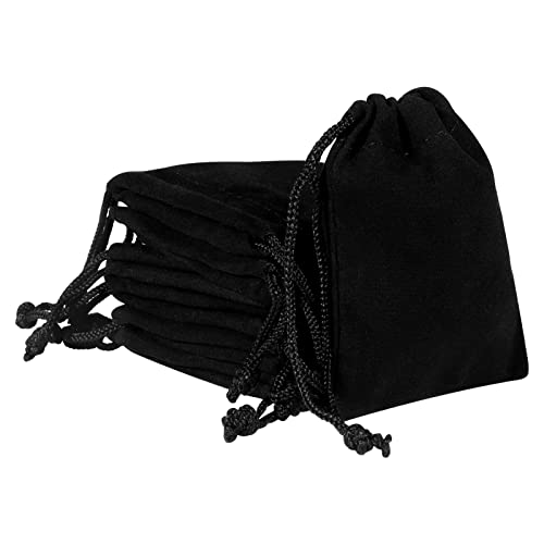Dacitiery 10 Pcs 7 x 9 cm Black Velvet Drawstring Jewellery Pouches