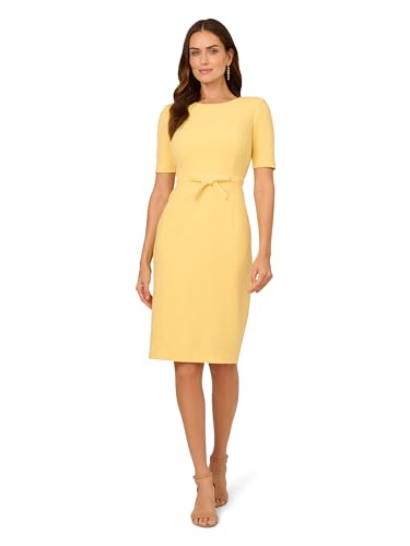 Adrianna Papell Women's Mini Bow Front Sheath Dress, Warm Sun, 20