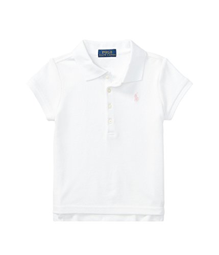 Image of Polo Ralph Lauren Kids Baby Girl's Short Sleeve Mesh Polo Shirt (Toddler) White