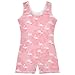 Aflyko Little Girl Gymnastics Leotard with Shorts White Flamingo Pinks Palm Leaf One-Piece Activewear Soft Stretchy Tank Tops Fun Fashion Dance Outfit 7-8T