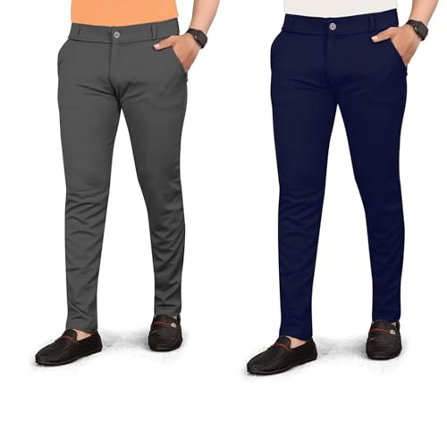 Image of Men's Slim Fit Formal Trousers, Cotton Blend Stretchable Office Wear Pants, Pants Combo