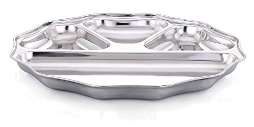Image of Expresso - Heavy Duty Stainless Steel Round New Dinner Plate w /4 Sections Divided Mess Trays for Kids Lunch, Camping, Events & Every Day Use Kitchenware, 28cm (Pack of 5 Pcs)