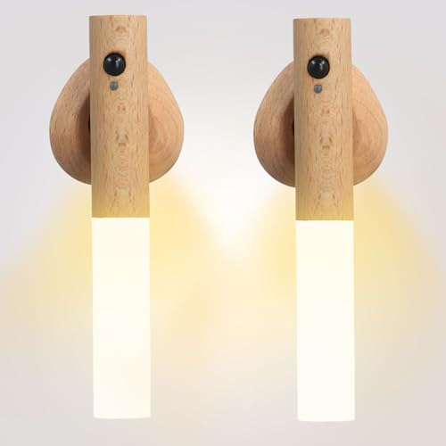 Motion Sensor Night Light, 2PCS Magnetic Cordless Wall Lights, Rechargeable Wall Lights Wall Mounted Torch Lights