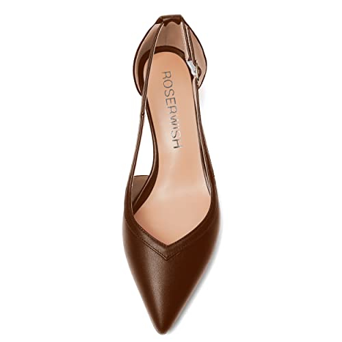 ROSERWISH Womens Buckle Casual Pointed Toe Matte Work Fashion Kitten Low Heel Pumps Dress Shoes 2 Inch2