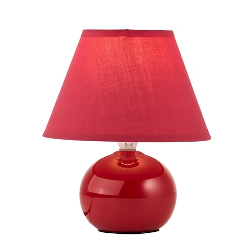 BRILLIANT Primo Tischleuchte – stilvolle Tischlampe mit Stoffschirm – kleine Tischleuchte für Nachttisch, Schlafzimmer & Wohnzimmer – E14-Fassung und Schalter – rot BRILLIANT Primo Tischleuchte – stilvolle Tischlampe mit Stoffschirm – kleine Tischleuchte für Nachttisch, Schlafzimmer & Wohnzimmer – E14-Fassung und Schalter – rot