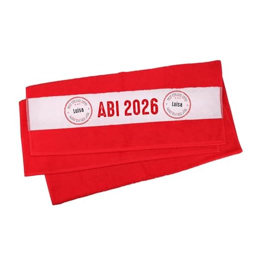 Herz & Heim® Badetuch zum Abi 2022-70 cm x 140 cm (B/H) - Reif für die Insel - mit Namen Rot