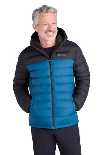 Image of Mountain Warehouse Season Mens Padded Jacket - Water Resistant Puffer Coat, Lightweight, Lab Tested to -30C, Microfibre Filler - Spring Summer, Travelling, Walking Petrol M