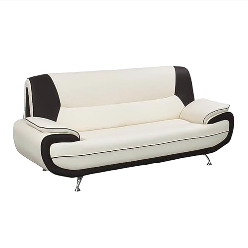 Mobilier-Deco MUZA - Canapé Design 3 Places en Simili Cuir Blanc et Noir