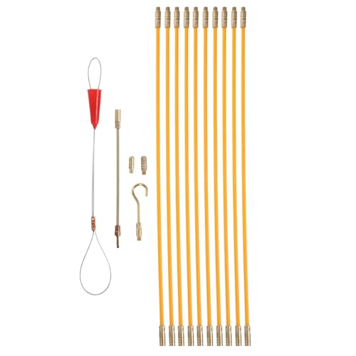 Healeved Kit de Guía Pasacables de Fibra de Vidrio 33 CM 10 Varillas para Cableado Eléctrico Herramienta Extractora Adecuado para Instalación y Tendido de Cables en Paredes y Conductos