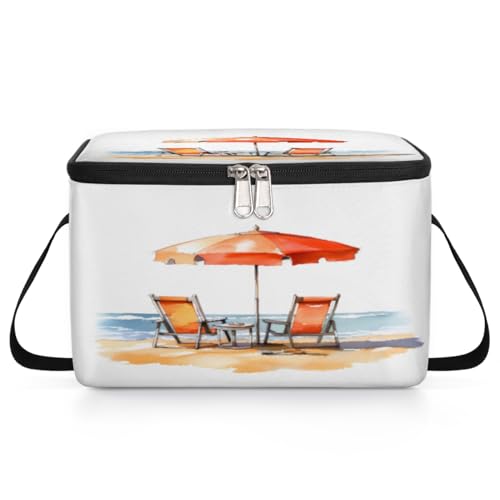 GzLeyigou Hawaii Beach Summer Lunch Bags for Women Men 9 Cans, Hot & Cold Food Delivery Bag Insulated Grocery Bag Insulated Lunch Box Beach Chair Cooler Bag for Office Work Picnic Beach