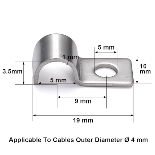FamlTol Conduit Pipe Clips diameter 4 mm, 304 Stainless Steel P Clips Mounting Brackets - Image 2