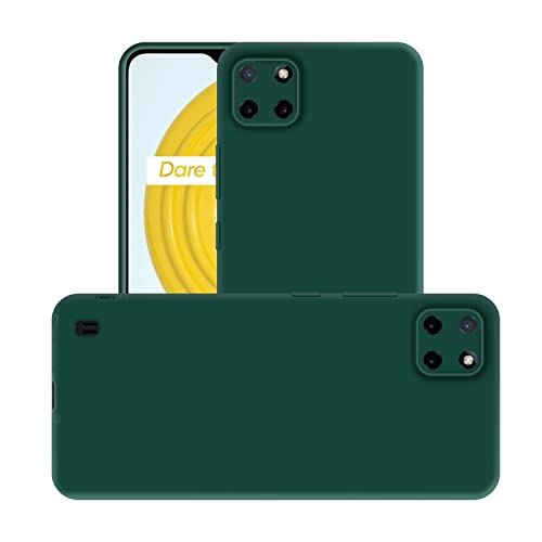 Image of Case Creation Liquid TPU Silicone Cover for Realme C11 2021 Soft Case,Anti-Dirty Slim Case Frosted Matte Cute Candy TPU Raised Bezel (Splash of Color) Back Case Cover for Realme C11 2021 -Lake Green