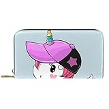 Monedero largo de cuero con cremallera divertida unicornio niña Be Cool cartera de cuero, Varios colores, 20.5x2.5x11.5cm/8.07x1x4.53 in, Classic