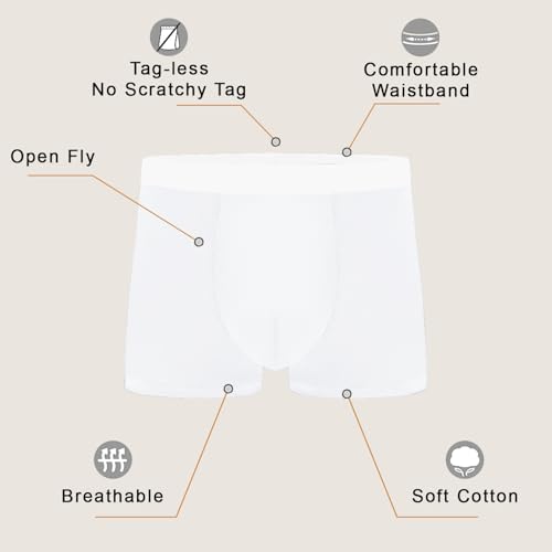 Image of Men's 100% Cotton High Waist Regular Fit Solid Boxer Briefs Innerwear Long Trunks Plus Size Full Underwear