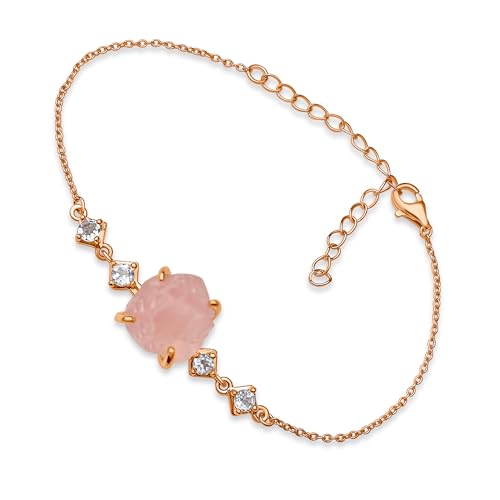Raw Rose Quartz Crystal Chain Bracelet...
