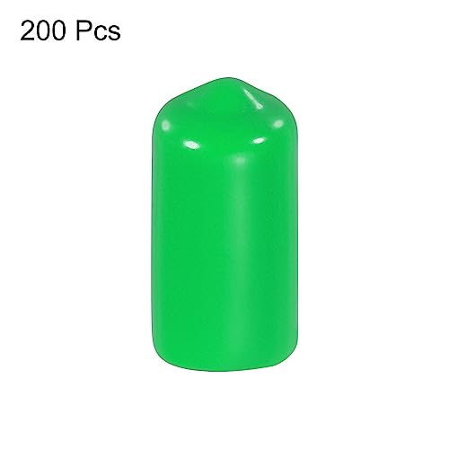 Image of MECCANIXITY 200pcs 3 /8 inch(10mm) Rubber End Caps Cover PVC Vinyl Screw Thread Protector Round Wire Shelf Caps for Screw Bolt Pipe Fence Post, Green