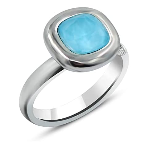 Anillo Solien con piedra azul turquesa en plata ajustable Cover