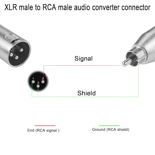 QIANRENON XLR to RCA Audio Converter Adapter 3Pin XLR male to RCA male Microphone Unbalanced Connector XLR to RCA Conversion Plug - Image 4