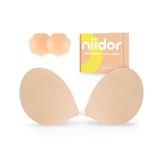 Niidor Adhesive Bra Strapless Sticky Invisible Push up Silicone Bra for Backless Dress with Nipple Covers Nude(A Cup)