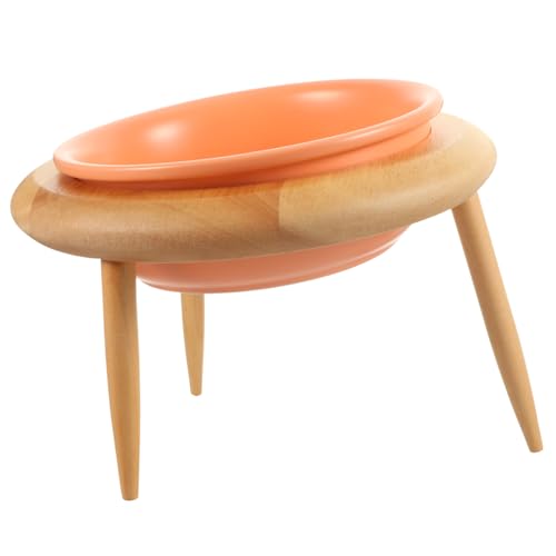 TOGEVAL 1 セット セラミック猫ボウル 猫の餌入れ フィーダ 猫ビスケット 猫のおもちゃインタラクティブ 大型犬用ウォーターボウル パズル 子犬のボウル 犬用の水入れ Orange 木製