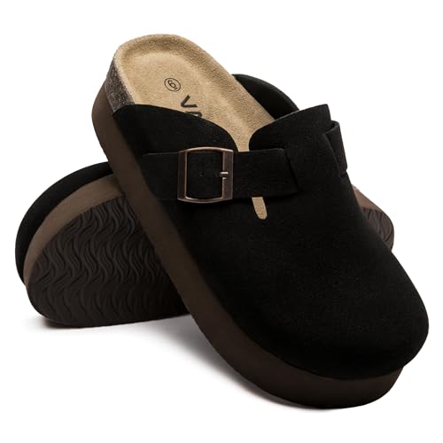 Vayfio Women Suede Platform Clogs, Arch Support Slip-On Mules Black by Vayfio - Used condition - Image 5