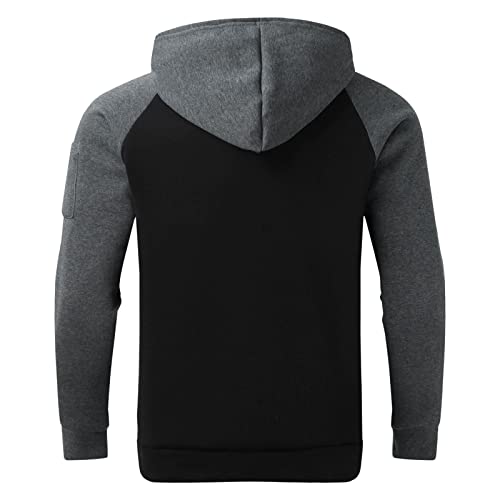 Muscularfit Workout Sweatshirts for Men Loose Fit Long Sleeve Hooded Sweatshirt Fashion Color Block Lightweight Pullover 20233