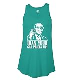 Iran Your Gas Prices Up! - Funny Trump Iran Ladies Flowy Tank Top (Jade, Medium)