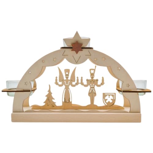 Erzwelt - Teelichtbogen – Holz Teelichthalter mit 3 Teelichtgläsern...