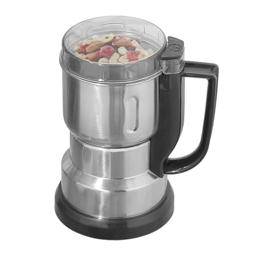 JIEBWCHA Broyeur À Épices Électrique À Poudre Fine Acier Inoxydable 300W 12,5x12,5x1 8cm Broyeur À Sec Avec Poignée Moulin À Café Électrique Petite...