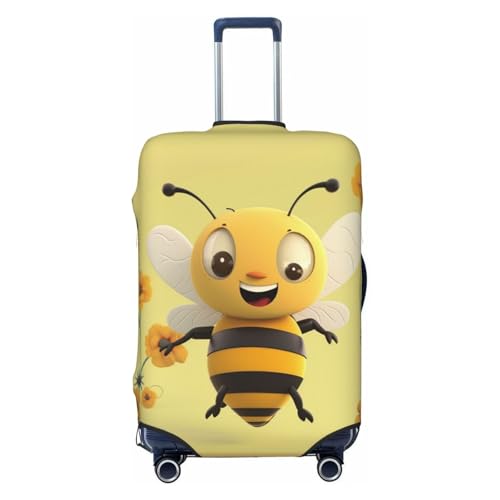 Travel Luggage Cover Happy bee Suitcase Protector Elastic Washable Stretch Suitcase Protector Anti-Scratch Travel Suitcase Cover Fit 18-32 Inch Luggage