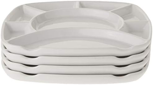 Trudeau White Stoneware Square Fondue Plates - Set of 4