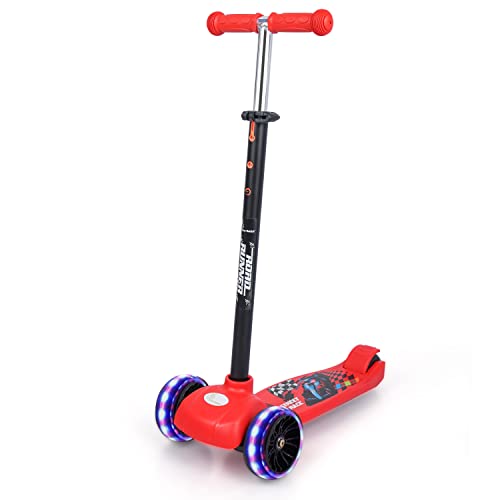 Image of R For Rabbit Road Runner Lite Skate Scooter for Kids of Age 3 to 14 Years Age,Kids Scooter with 3 Adjustable Height, Foldable, LED PU Wheels & Weight Capacity 50 kgs Kick Scooter with Brakes(Red)