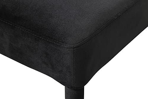 Iconic Home Leverett Dining Chair Upholstered Oval Back Armless Design Velvet Wrapped Wood Gold Tone Metal Tipped Legs (Set Of 2) Modern Contemporary, Black #TOP6