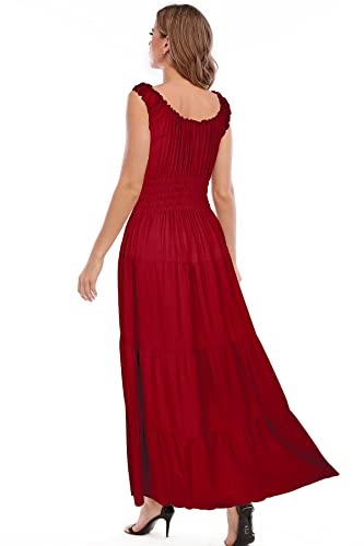 Image of OSTOO Women's 2026 Summer Boho Floral Print Tiered Casual Flowy Long Maxi Dress