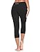baleaf Women's Yoga Pants Workout Capris Leggings Pockets Mid Waist Crop Athletic Running Tights Black M