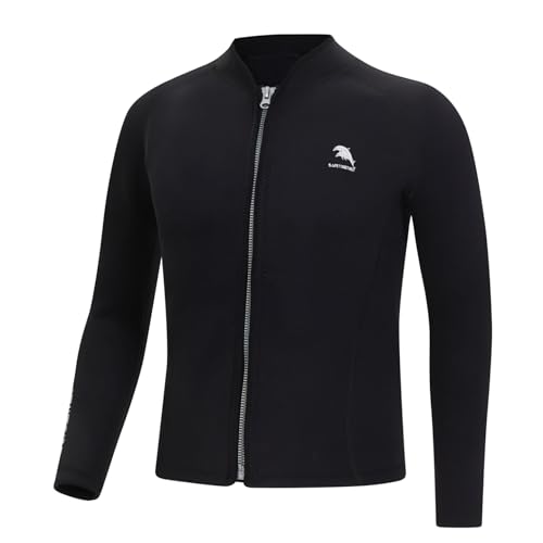 TSSOE Giacca Subacquea Piscina Chiusura Lampada Uomo Alto in Neoprene Mm Anti UV Top Surf Nuoto Giacca con Cernera Snorkeling Nero XXL