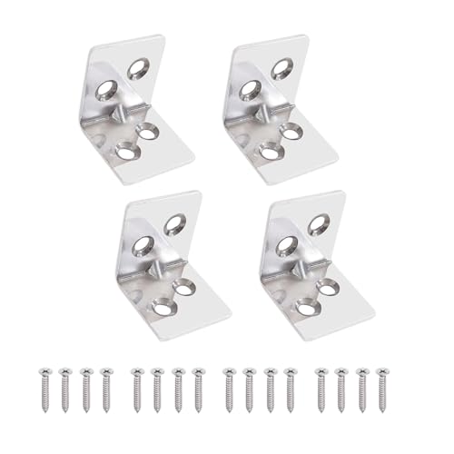 Image of VOLO Stainless Steel Pack of 12 Pieces L Angle Bracket for Wooden Shelf & Furniture Support | Heavy Duty Corner Bracket for Wall, Cabinet & Table Reinforcement (25mm X 25mm) | Rust Resistant