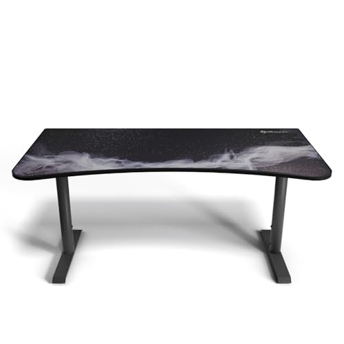 Image of Arozzi Arena Special Edition Ultrawide Curved Gaming and Office Desk with Full Surface Water Resistant Desk Mat Custom Monitor Mount Cable Management Cut Outs - Gunmetal Galaxy