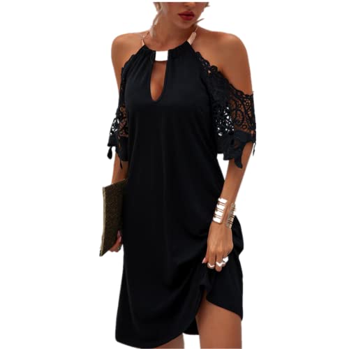 wyzesi Robe de Mariage Robe Moyen Age Femme Chemise col Mao Femme Robe Orientale Mariage Robe de Plage Thee Shirt sans Manche Noir XXL