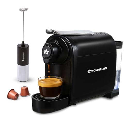 Wonderchef Regalia Capsule Coffee Machine with Frother | Perfect espresso shots for Cappuccino, Latte and Americano | 3 Coffee Shot options - Ristrett