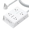 Surge Protector Power Strip – 8 Widely Outlets with 4 USB Ports(1 USB C Outlet), Addtam 3-Side Outlet Extender Strip with 5Ft Extension Cord, Flat Plug, Wall Mount for Dorm Home Office, ETL Listed