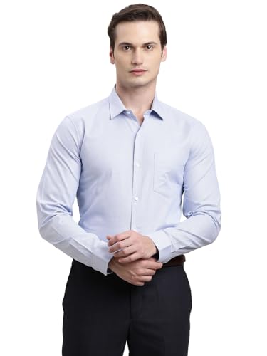 Image of Turtle Men Pure Cotton Regular Fit Dobby Light Blue Formal Shirt||Formal Shirt||Men's Shirt