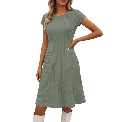 Robe midi côtélée décontractée et confortable pour femme