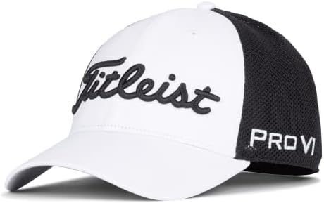 Titleist Men's Standard Tour Performance Mesh Golf Hat, White/Black, OSF