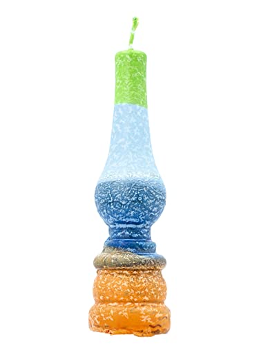 SHALHEVET LIGHT Safed Candle Company Lamp Havdalah Candle Hand Dipped Made in Israel (Fly Green Blue Navy Gold)