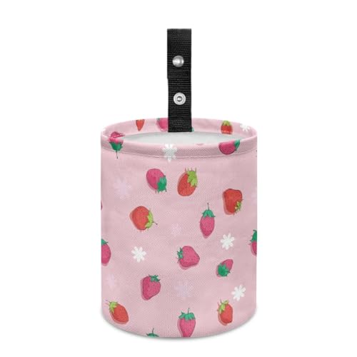 Image of Renewold Car Trash Can for Most SUV Sedan Truck Van Car Trash Bag Bin Pink Red Strawberry Hanging Automotive Garbage Cans Vehicle Trash Storage Bag for Camping Picnic Trip Beach Waterproof