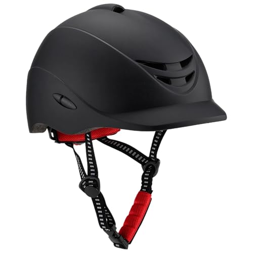 Casco ecuestre negro mate para mujer que evita el calor en equitación
