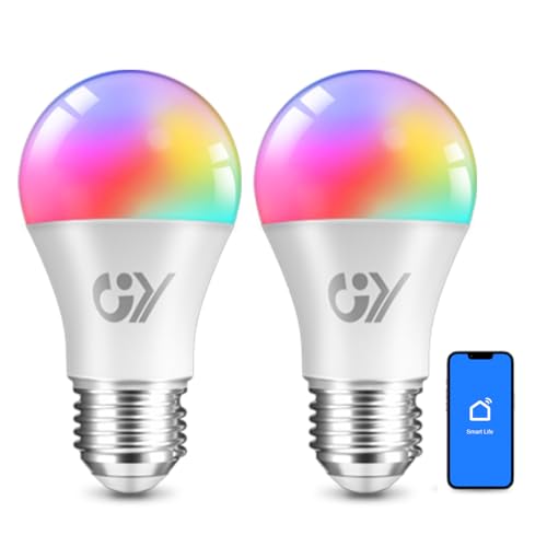 GY Bombilla Inteligente E27 Bluetooth Mesh - 6.5W 1050LM RGB 2700K-6500K Regulable - A60 Bombillas Led Controladas por Smart Life, TUYA (2 Unidad)